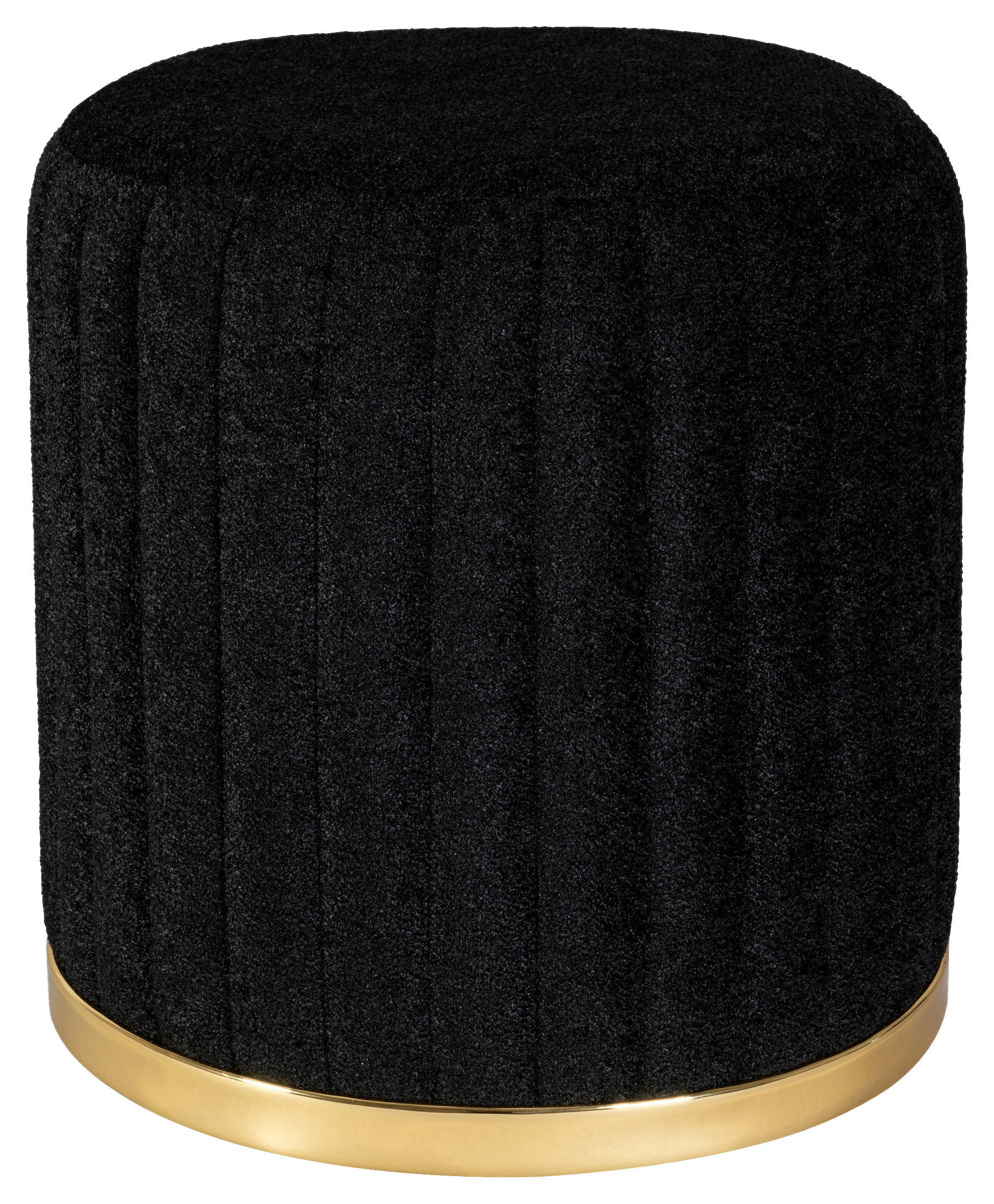 HOCKER Struktur Schwarz, Goldfarben  - Goldfarben/Schwarz, Design, Textil/Metall (43/46cm) - Kayoom