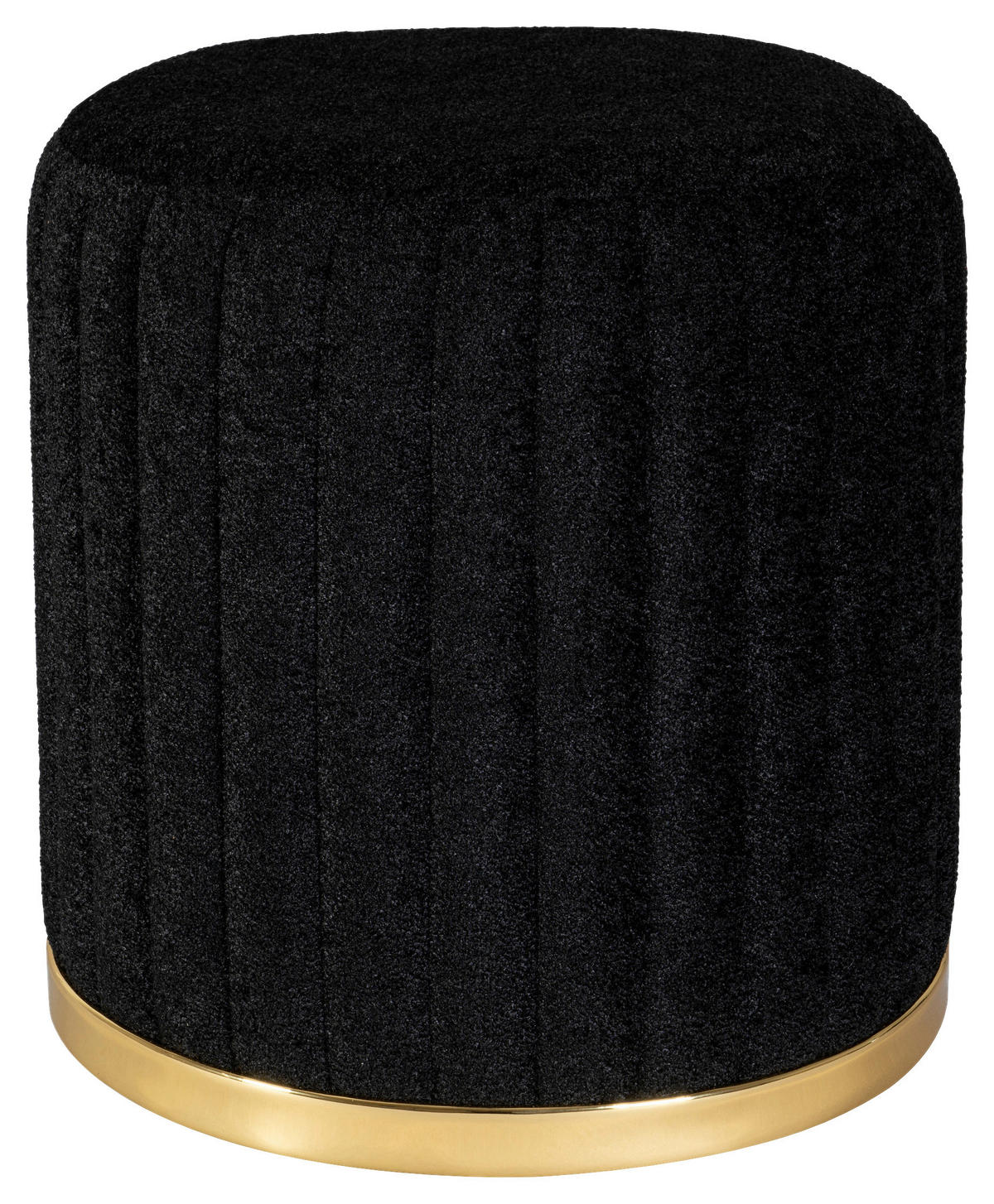 HOCKER Struktur Schwarz, Goldfarben  - Goldfarben/Schwarz, Design, Textil/Metall (43/46cm) - Kayoom