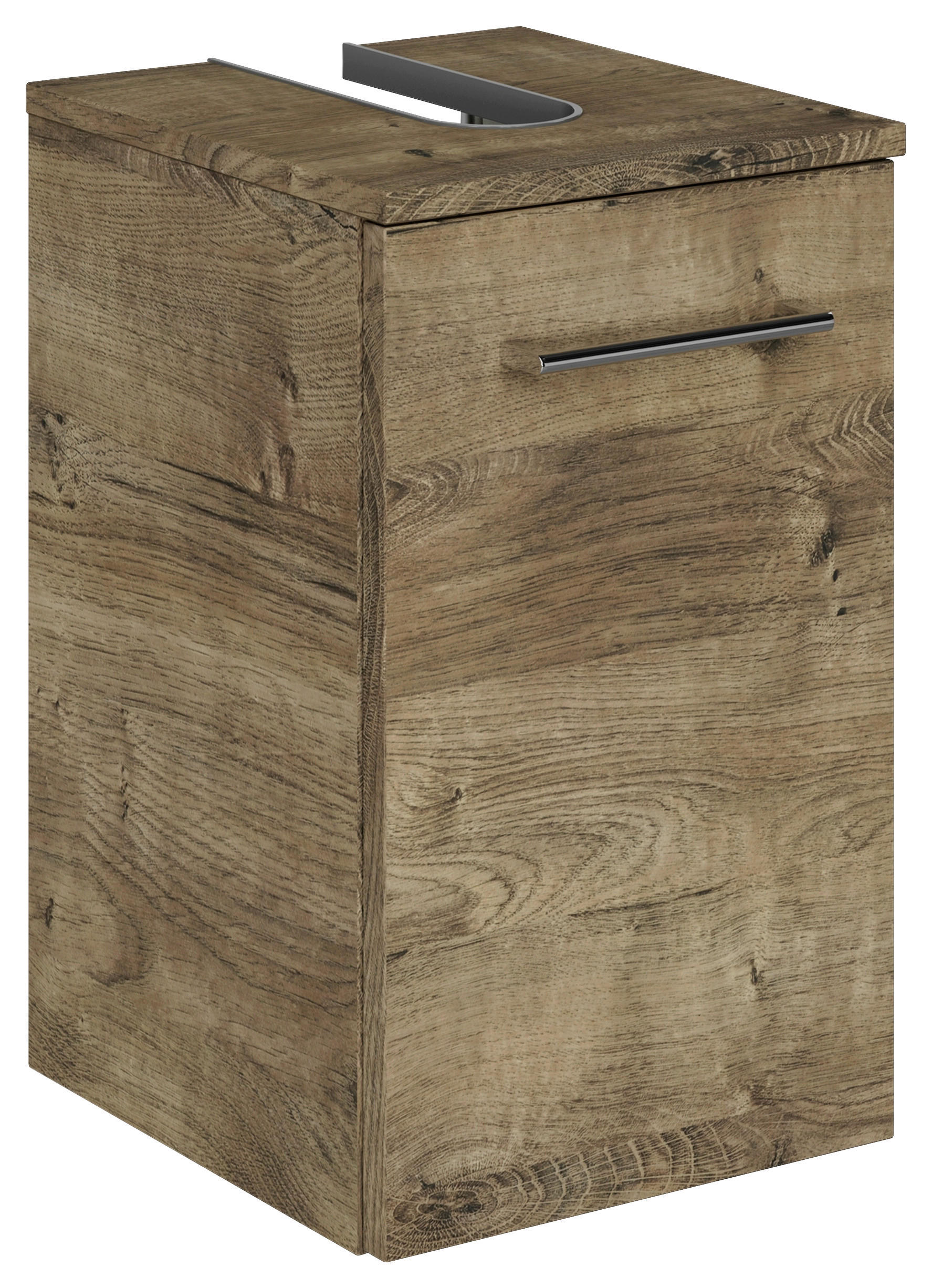 WASCHBECKENUNTERSCHRANK 30/49,8/33,3 cm  - Eiche dunkel/Chromfarben, KONVENTIONELL, Holzwerkstoff/Metall (30/49,8/33,3cm) - Sadena