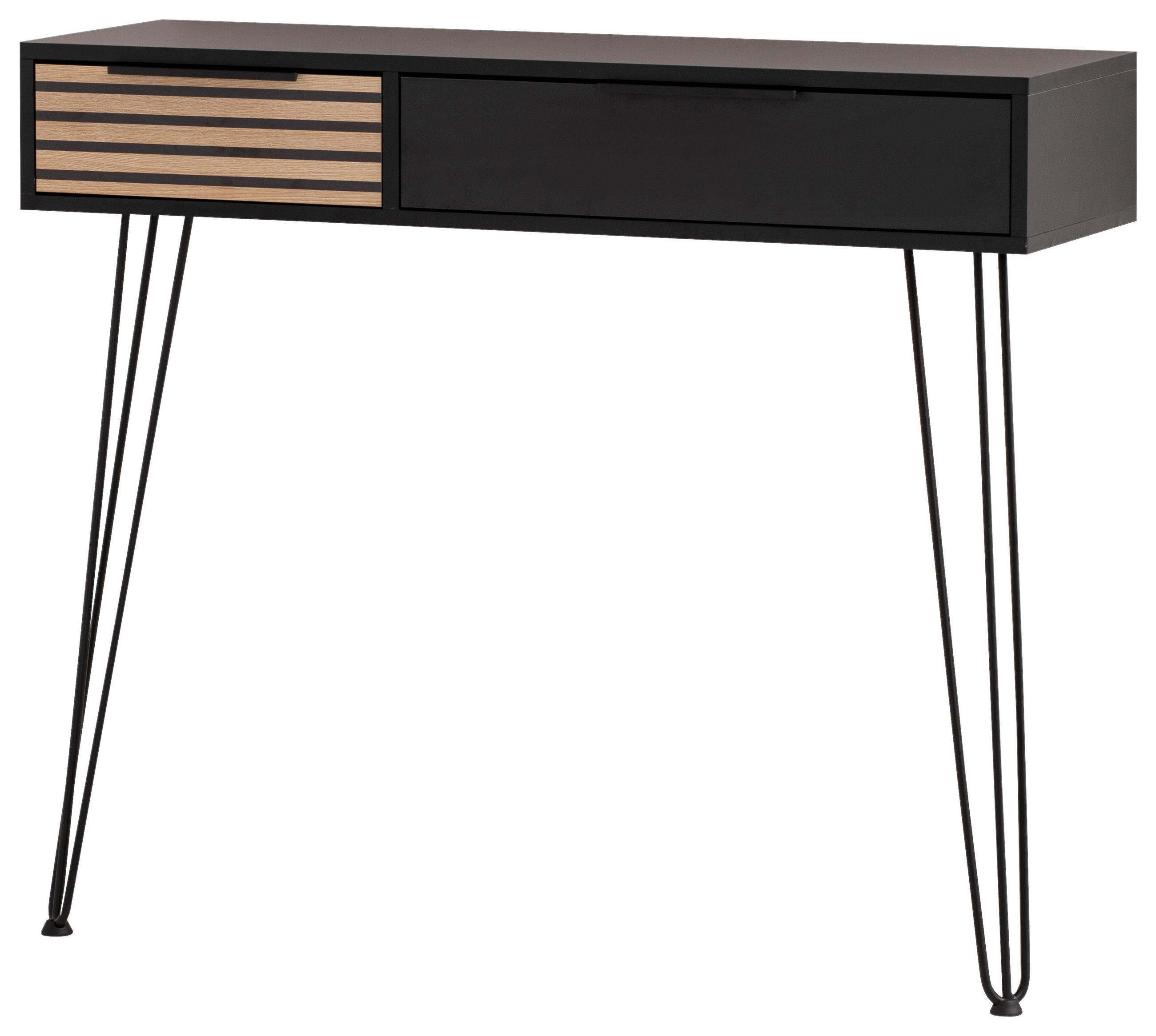 KONSOLENTISCH Schwarz, Eichefarben  - Eichefarben/Schwarz, Design, Holzwerkstoff/Metall (103,7/87,85/32,05cm) - MID.YOU