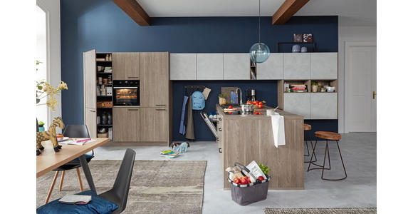 EINBAUKÜCHE - Eichefarben/Grau, MODERN, Holzwerkstoff - Dieter Knoll