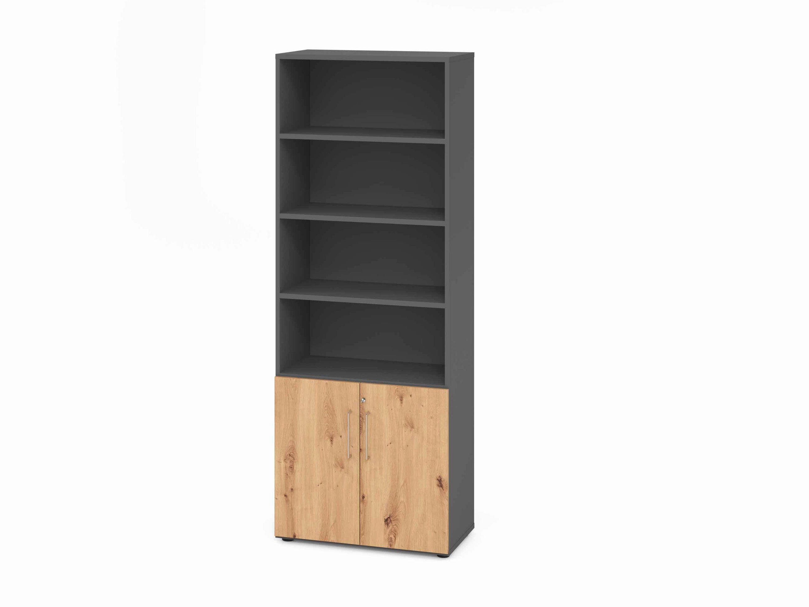 AKTENSCHRANK Graphitfarben, Eiche dunkel  - Eiche dunkel/Graphitfarben, Basics, Holzwerkstoff (80/215,6/41,7cm) - Venda