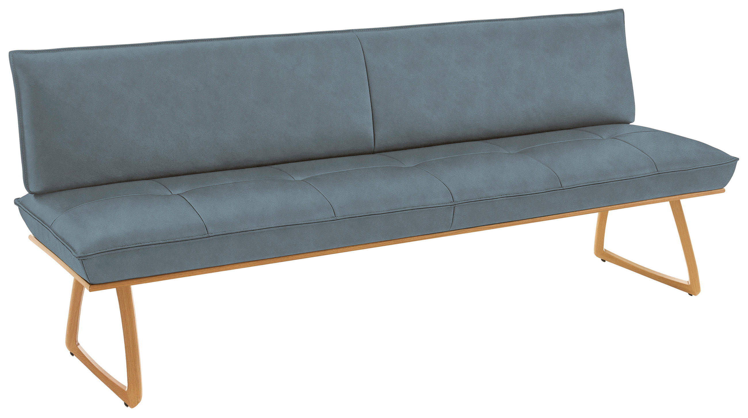 SITZBANK 214/88/66 cm  in Wildeiche, Graublau  - Wildeiche/Graublau, Design, Leder/Holz (214/88/66cm) - Koinor
