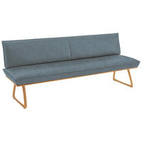 SITZBANK in Holz, Leder Wildeiche, Graublau  - Wildeiche/Graublau, Design, Leder/Holz (214/88/66cm) - Koinor