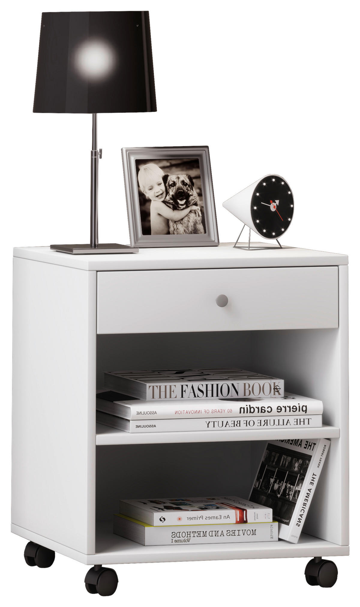 NACHTKÄSTCHEN 45/54/38 cm  in Weiß  - Silberfarben/Weiß, MODERN, Holzwerkstoff/Kunststoff (45/54/38cm) - MID.YOU