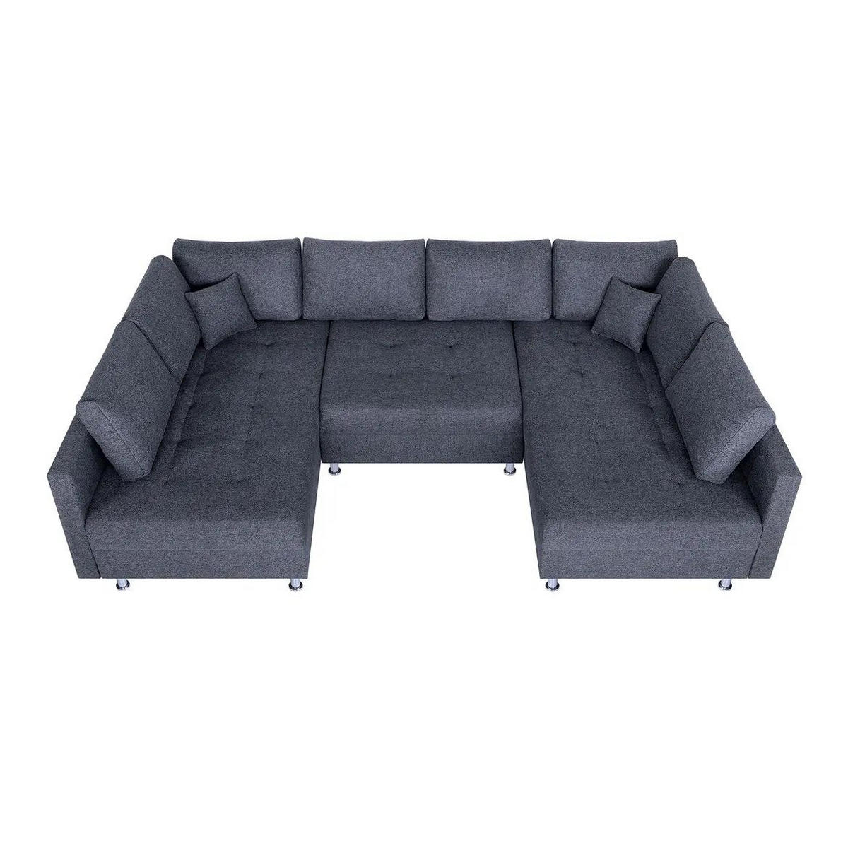 WOHNLANDSCHAFT Anthrazit Webstoff  - Chromfarben/Anthrazit, Design, Textil (192/308/192cm) - P & B