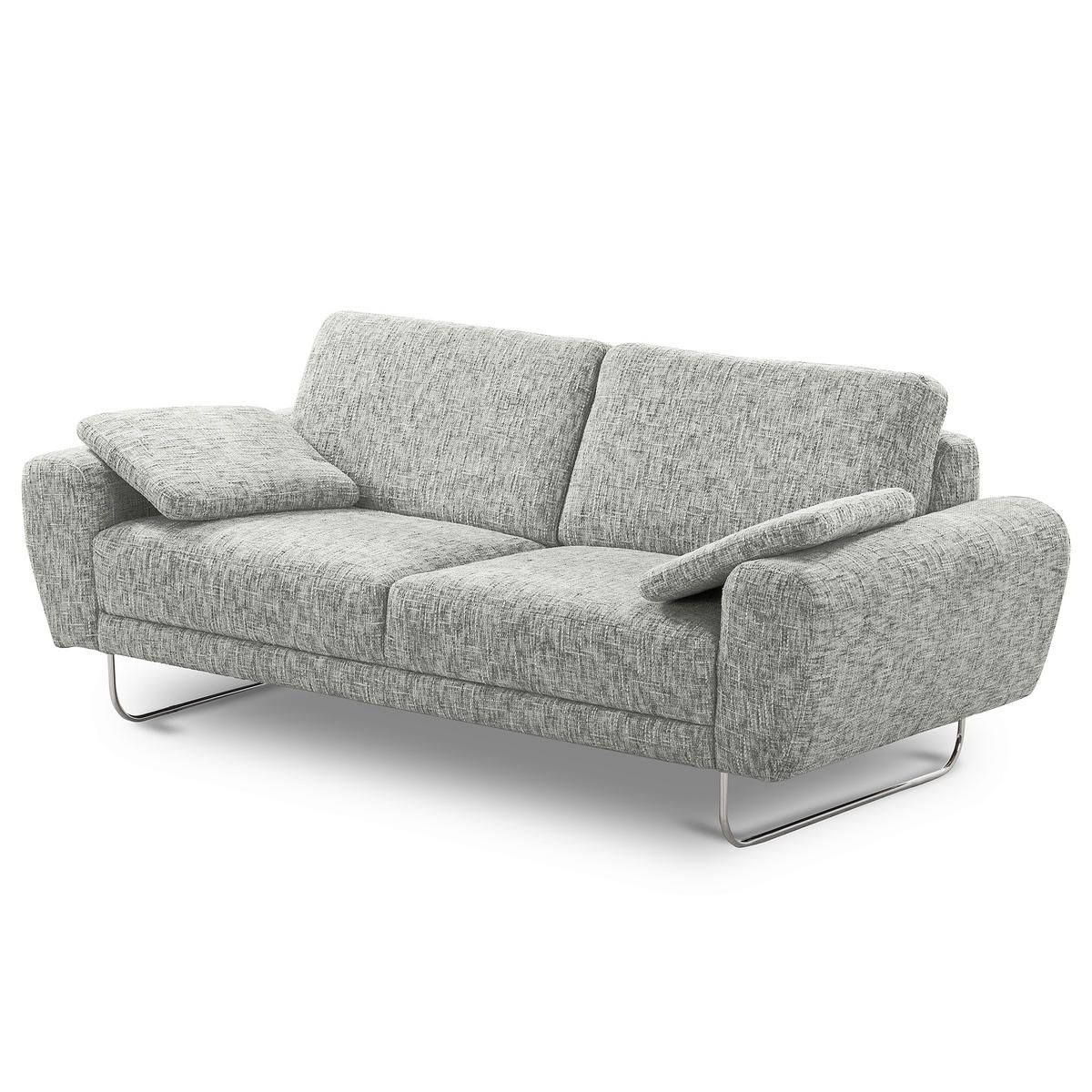 3-SITZER-SOFA SPRING in Webstoff Grau Modern  - Chromfarben/Grau, Design, Textil/Metall (187/85/92cm) - Livetastic