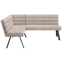 ECKBANK 155/195 cm beflockt Braun, Schwarz   - Schwarz/Braun, Design, Textil/Metall (155/195cm) - Cantus