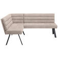 ECKBANK 155/195 cm beflockt Braun, Schwarz   - Schwarz/Braun, Design, Textil/Metall (155/195cm) - Cantus