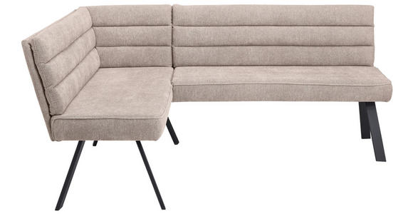 ECKBANK 155/195 cm beflockt Braun, Schwarz   - Schwarz/Braun, Design, Textil/Metall (155/195cm) - Cantus