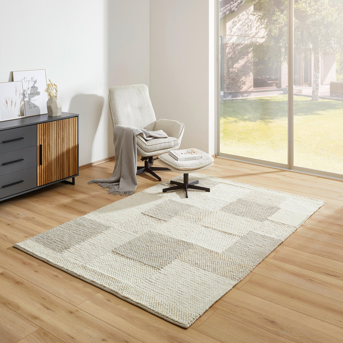 HANDWEBTEPPICH 130/190 cm Nordic Weiß  - Weiß, Natur, Textil (130/190cm) - Linea Natura