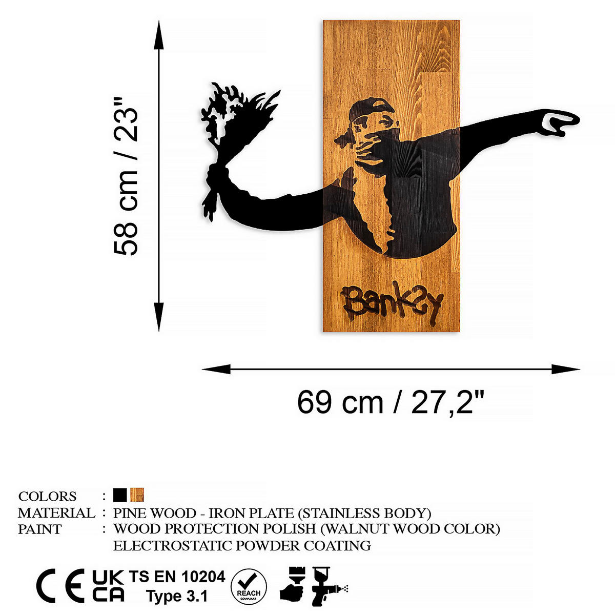 OBJEKTBILD 69/58 cm    - Schwarz/Braun, Basics, Holzwerkstoff (69/58cm)