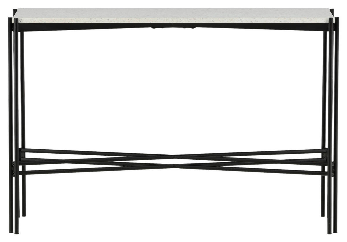 BEISTELLTISCH 110/30/75 cm Schwarz, Weiß rechteckig  - Schwarz/Weiß, Design, Stein/Metall (110/30/75cm) - Livetastic