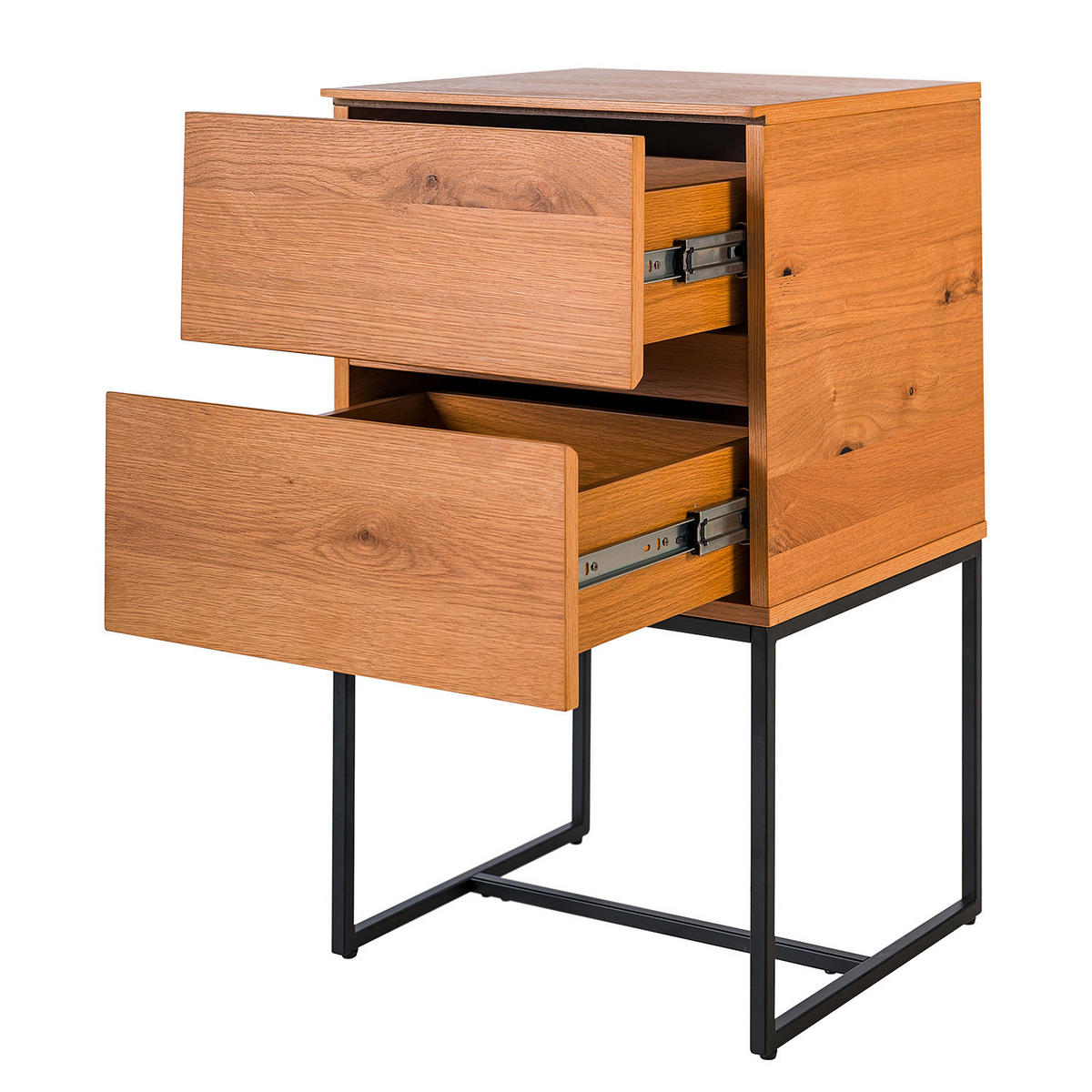 NACHTKÄSTCHEN in furniert Eiche Schwarz, Eichefarben  - Eichefarben/Schwarz, KONVENTIONELL, Holz/Holzwerkstoff (42/75/40cm) - home24