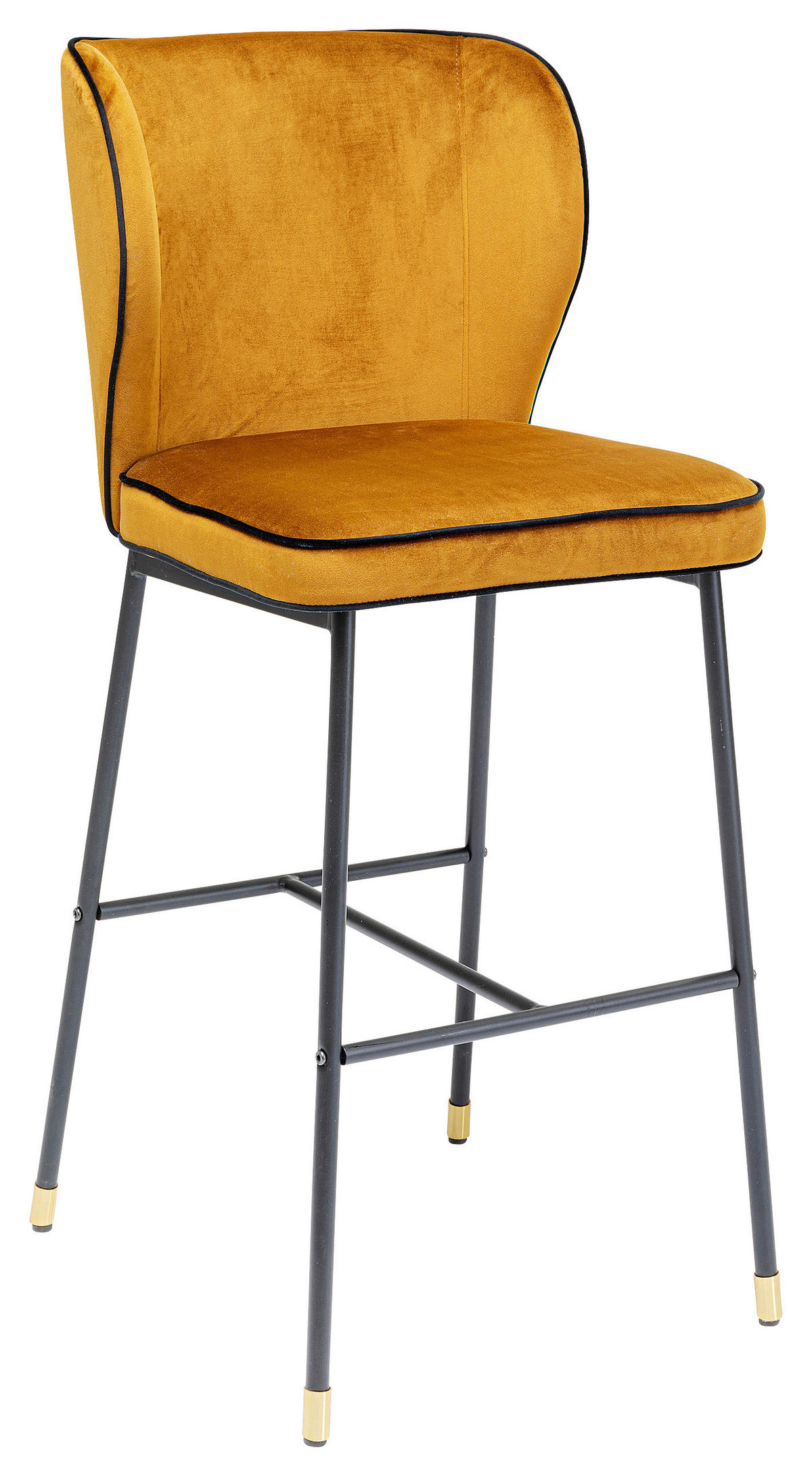 TRESENSTUHL in Gelb, Schwarz, Messingfarben  - Gelb/Messingfarben, LIFESTYLE, Textil/Metall (52/106/47cm) - Kare-Design