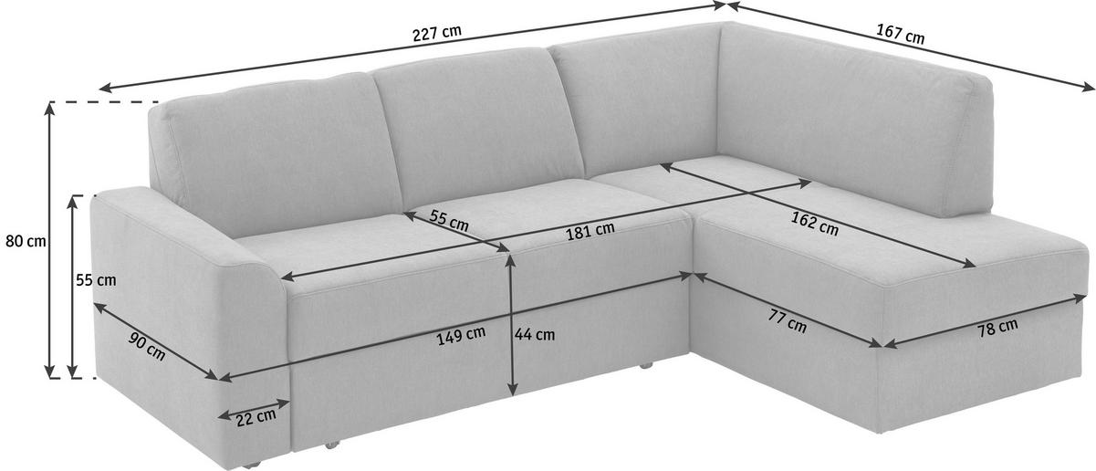 ECKSOFA in Webstoff Rostfarben  - Rostfarben/Schwarz, Konventionell, Kunststoff/Textil (224/165cm) - Xora