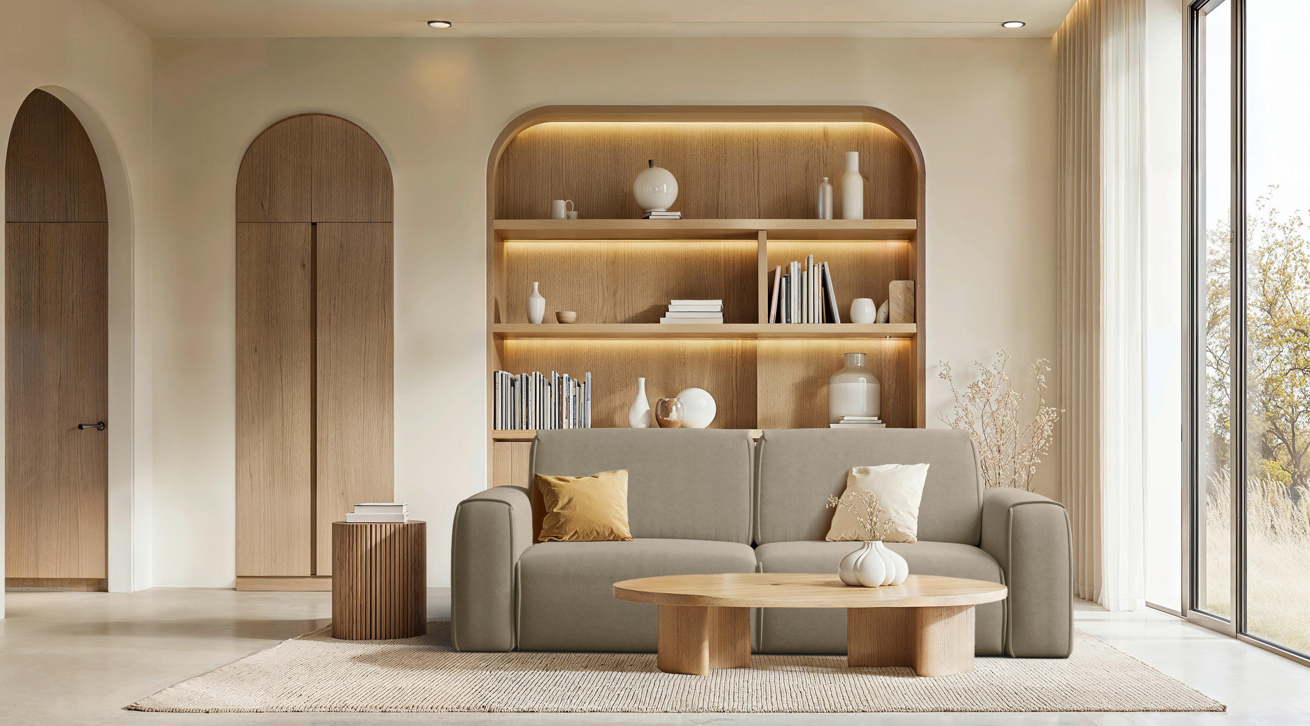 Livetastic Schlafsofa Tuzzi Hellbraun 252x94x105 cm