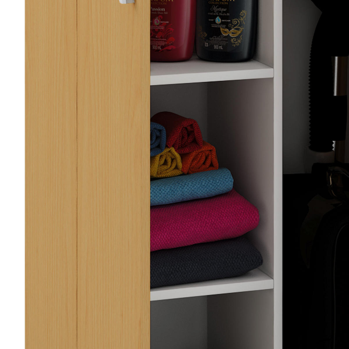 MEHRZWECKSCHRANK 70/218/39 cm  - Silberfarben/Buchefarben, Modern, Holzwerkstoff/Kunststoff (70/218/39cm) - MID.YOU