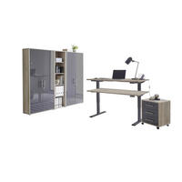 BÜRO erweiterbar, abschließbar Sonoma Eiche, Anthrazit Hochglanz - Anthrazit Hochglanz/Sonoma Eiche, MODERN, Holzwerkstoff/Metall - MID.YOU