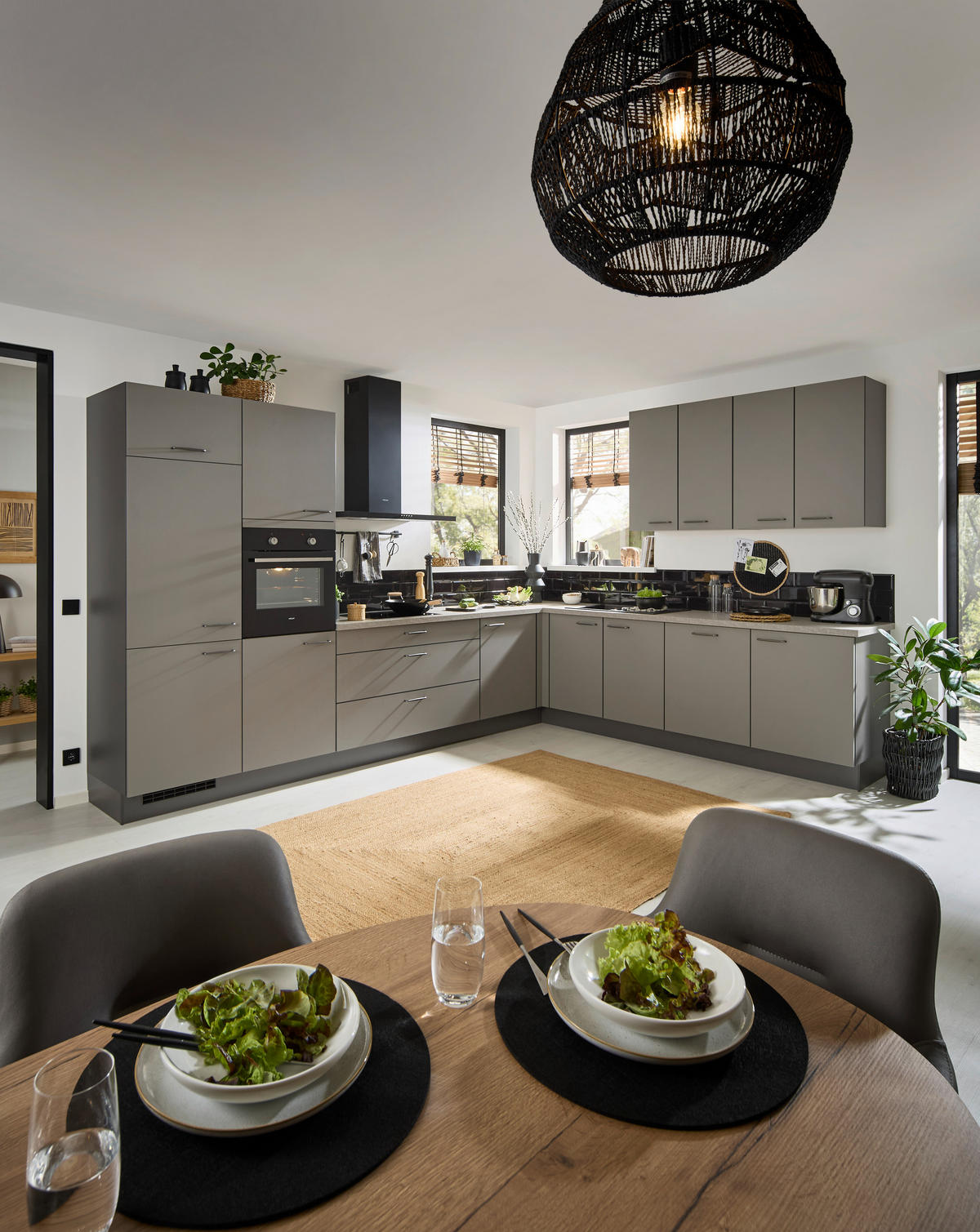 EINBAUKÜCHE   - Taupe, Design, Holzwerkstoff - Celina