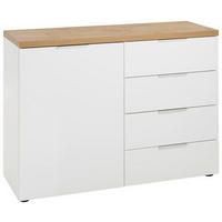 KOMODA   120/89/43 cm   bijela, boje hrasta  - bijela/boje hrasta, Design, drvni materijal/metal (120/89/43cm) - Voleo