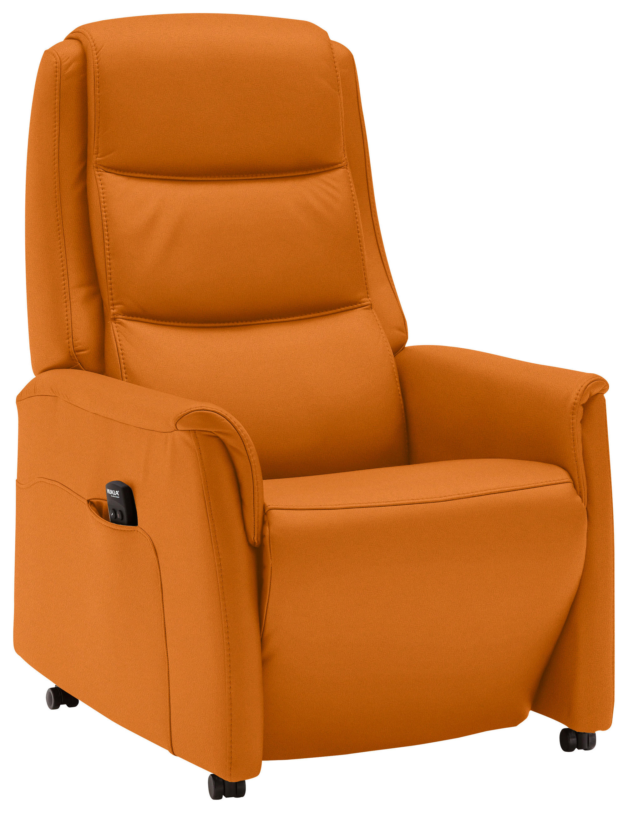 FERNSEHSESSEL  mit Relaxfunktion, Aufstehhilfe, Rücken echt Echtleder Orange  - Schwarz/Orange, KONVENTIONELL, Leder/Kunststoff (70/107/88cm) - Livetastic