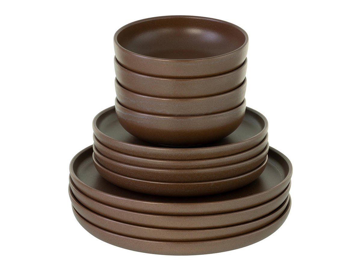 TAFELSERVICE Braun 12-teilig Uno  - Braun, Basics, Keramik (43/40/37cm) - Creatable