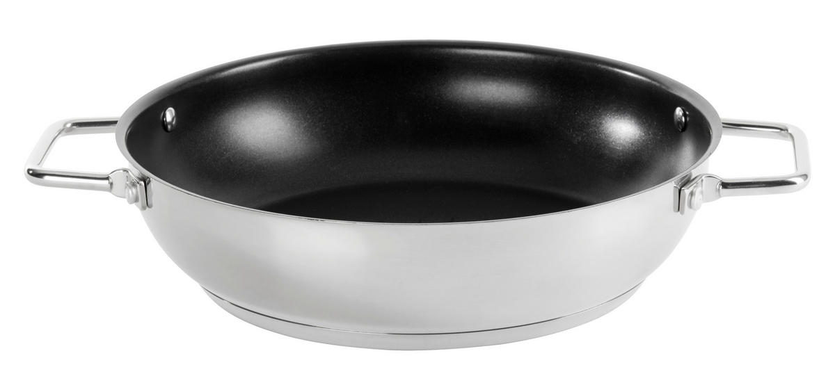 SERVIRNA PONEV 28 cm prevleka proti prijemanju Greblon®  - barve nerjavečega jekla/črna, Basics, kovina/steklo (28cm) - Homeware Profession.