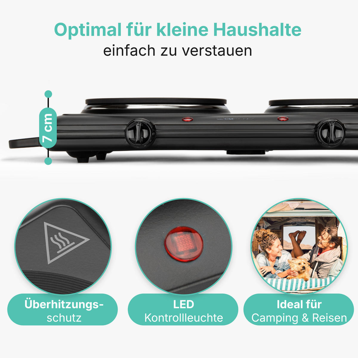DOPPELKOCHPLATTE  - Schwarz, Trend, Metall (56,0/8,0/28,0cm) - Clatronic