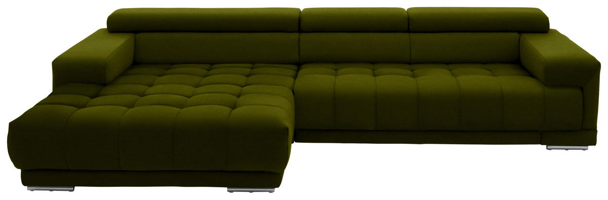 ECKSOFA Mikrofaser Grün  - Silberfarben/Grün, Design, Textil/Metall (190/335cm) - Beldomo Speed