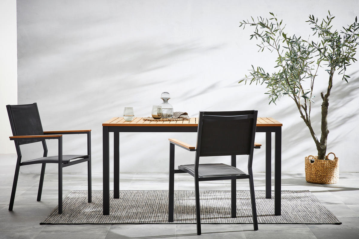 ZÁHRADNÁ STOLIČKA, drevo, kov, textil - prírodná farba/antracitová, Modern, kov/drevo (59/89,5/58cm) - Ambia Garden