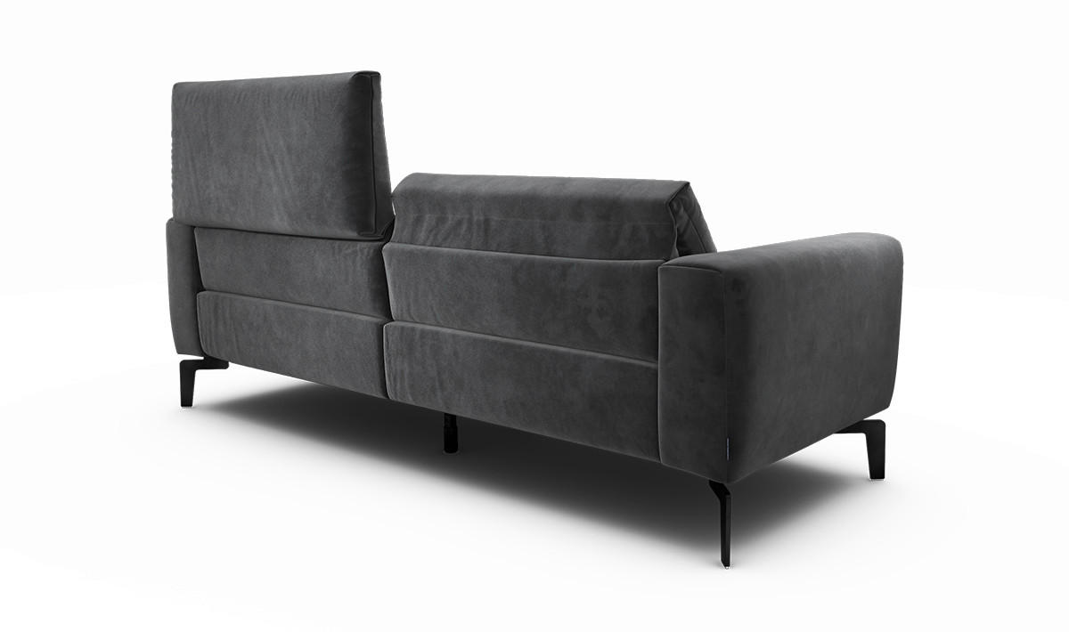 2,5-SITZER Samt Anthrazit  - Anthrazit/Schwarz, Design, Textil/Metall (220/86/86-94cm) - SENSOO