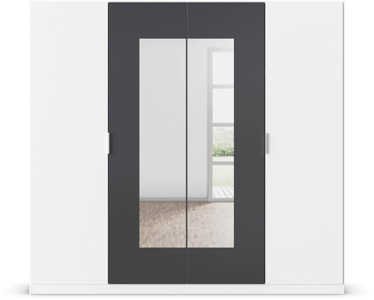 DREHTÜRENSCHRANK in Weiss, Dunkelgrau  - Weiss/Dunkelgrau, Design, Glas/Holzwerkstoff (226/210/54cm) - Boxxx