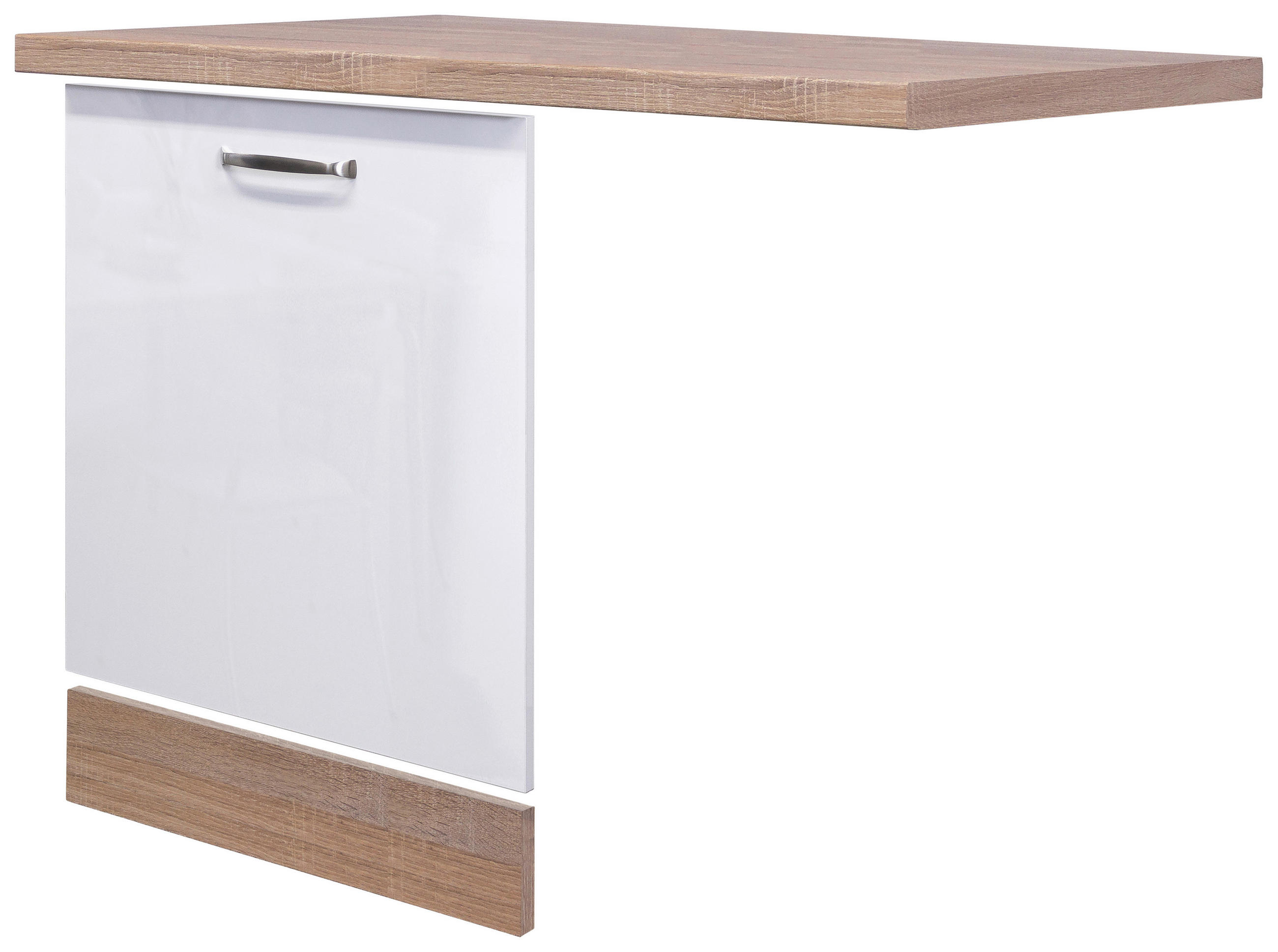 GESCHIRRSPÜLERFRONT 110/86/60 cm  in Sonoma Eiche, Weiß Hochglanz  - Weiß Hochglanz/Sonoma Eiche, MODERN, Holzwerkstoff (110/86/60cm) - FlexWell