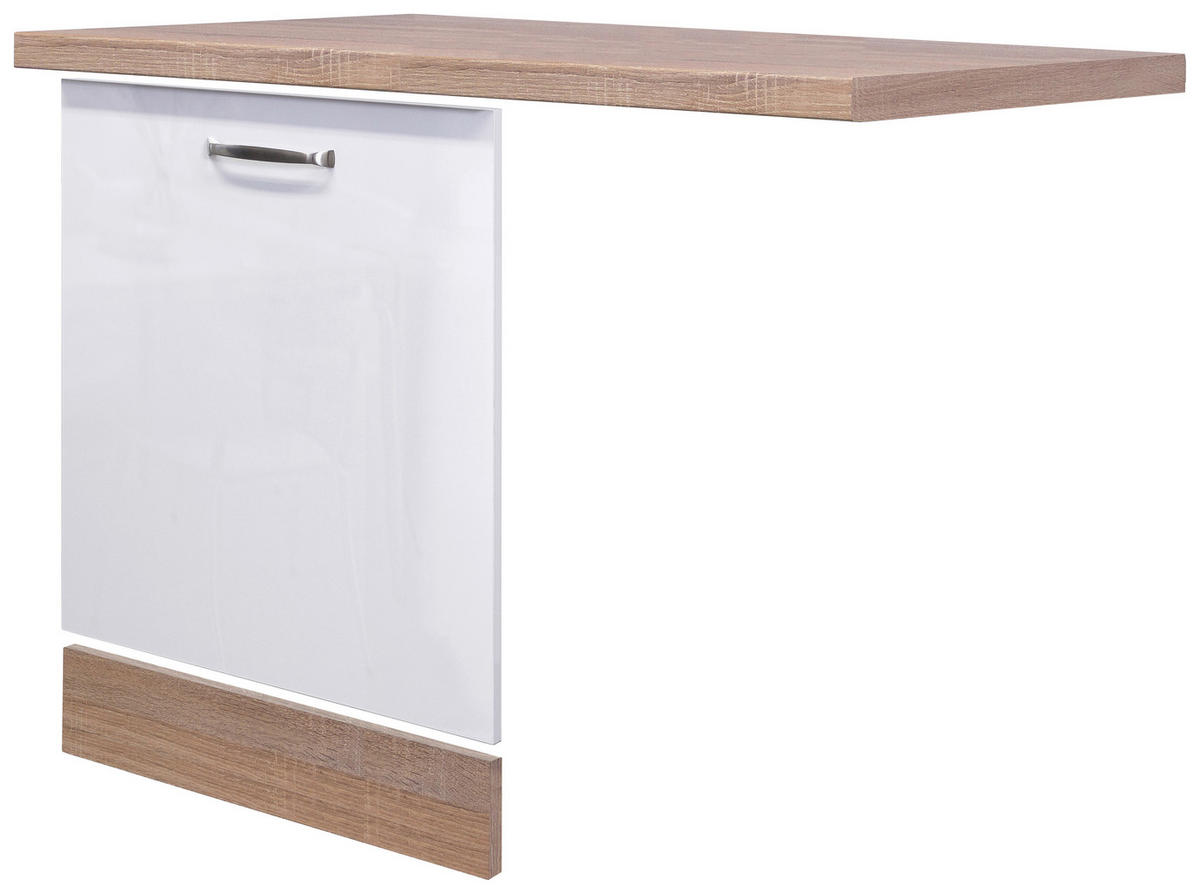 GESCHIRRSPÜLERFRONT 110/86/60 cm  in Sonoma Eiche, Weiß Hochglanz  - Weiß Hochglanz/Sonoma Eiche, MODERN, Holzwerkstoff (110/86/60cm) - FlexWell