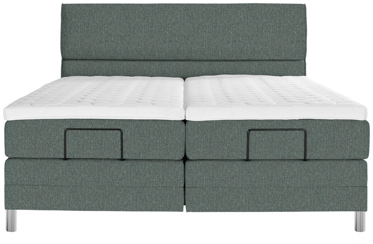BOXSPRINGBETT 180/200 cm  in Grün  - Chromfarben/Grün, Konventionell, Kunststoff/Textil (180/200cm) - Voleo
