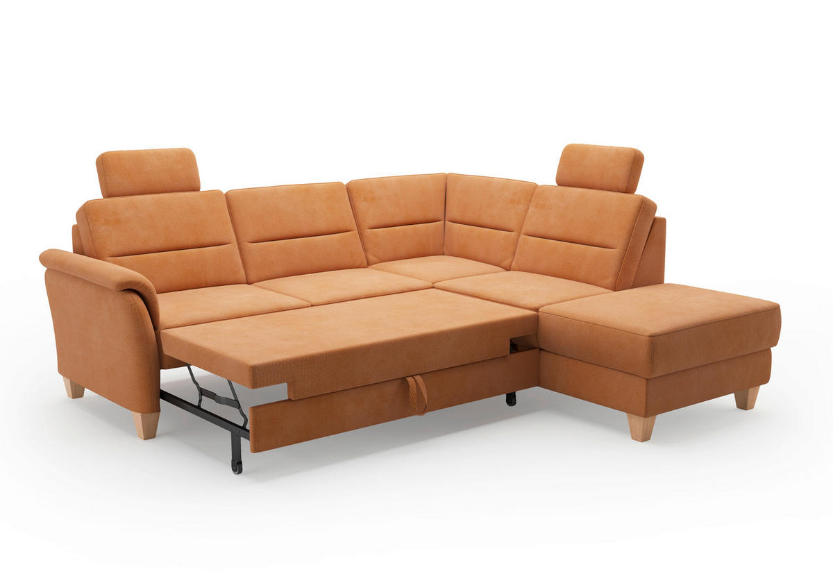 ECKSOFA in Flachgewebe Terracotta  - Eichefarben/Terracotta, Konventionell, Holz/Textil (236/212cm) - Sit & More