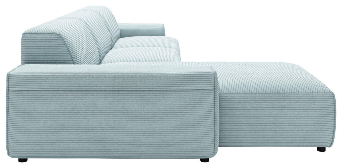 ECKSOFA in Cord Hellblau  - Schwarz/Hellblau, Design, Kunststoff/Textil (189/300cm) - Pure Home Lifestyle