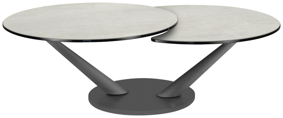 COUCHTISCH in Keramik 80-128/80/40 cm  - Greige/Anthrazit, Design, Keramik/Metall (80-128/80/40cm)