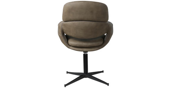 ARMLEHNSTUHL  in Eisen Echtleder pigmentiert  - Taupe/Schwarz, Design, Leder/Metall (60,5/86,7/65cm) - Belluti