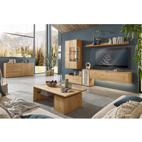 WOHNWAND  in Wildeiche  298,2/206,6/37,1 cm  - Wildeiche/Schwarz, Natur, Glas/Holz (298,2/206,6/37,1cm) - Valnatura