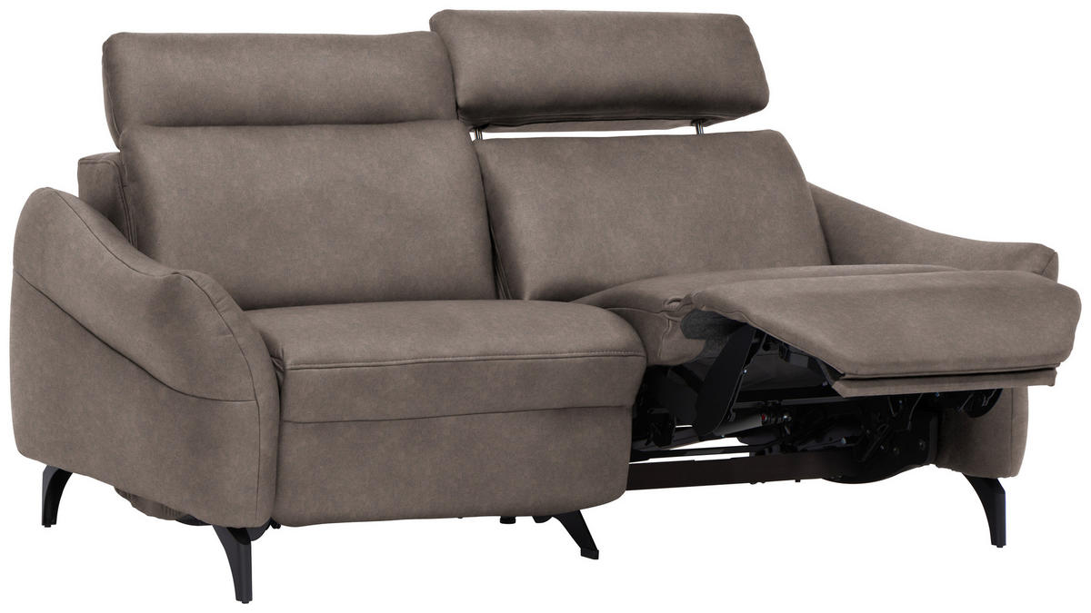 2-SITZER-SOFA in Leder Graubraun  - Anthrazit/Graubraun, Design, Leder/Metall (187/92/97cm) - Himolla Komfortklass