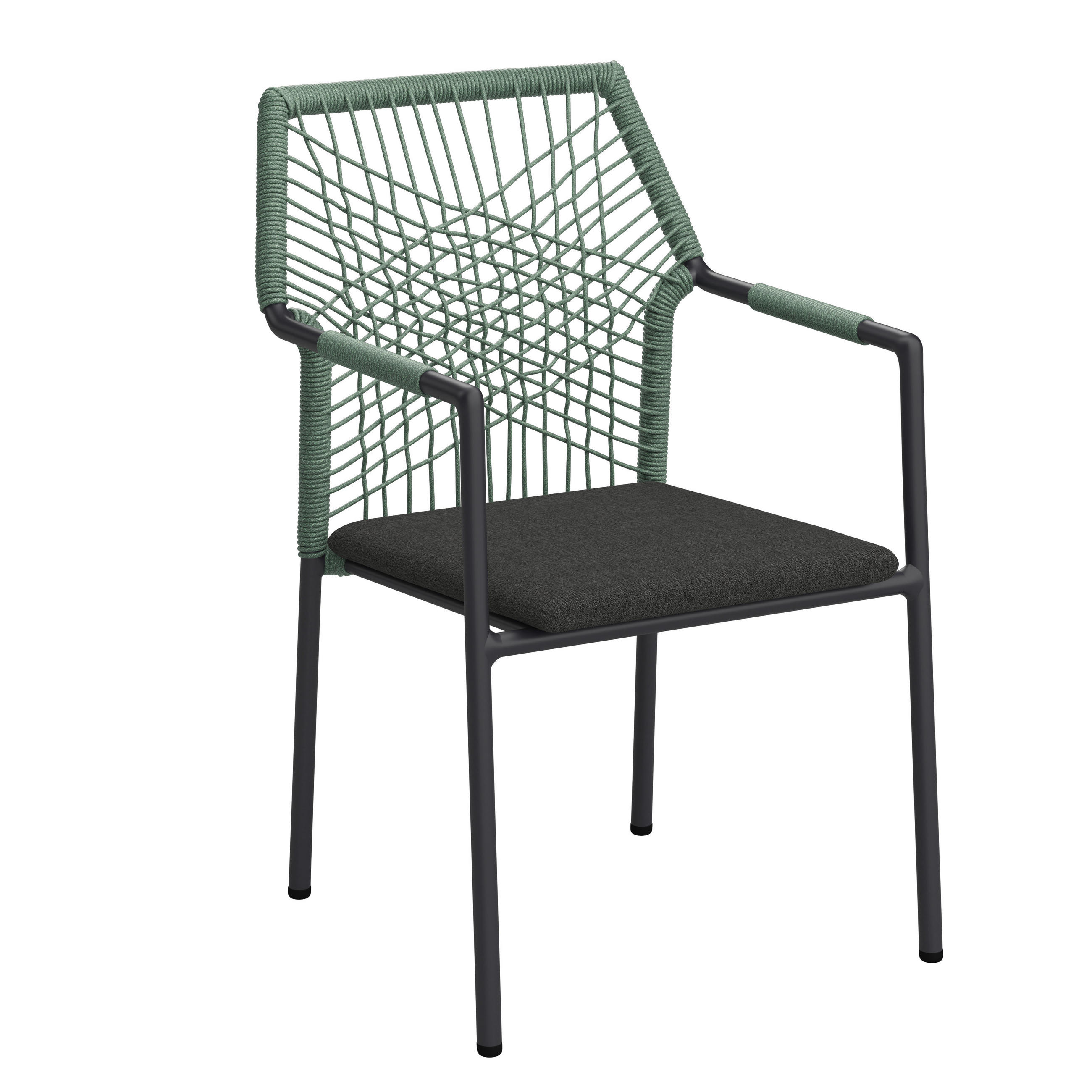 STAPELSESSEL Aluminium Anthrazit, Grün  - Dunkelgrau/Anthrazit, Design, Textil/Metall (63/87/57cm) - Ambia Garden