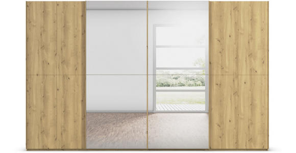 SCHWEBETÜRENSCHRANK 360/223/68 cm 4-türig Eichefarben  - Eichefarben, Design, Holz/Holzwerkstoff (360/223/68cm) - Novel