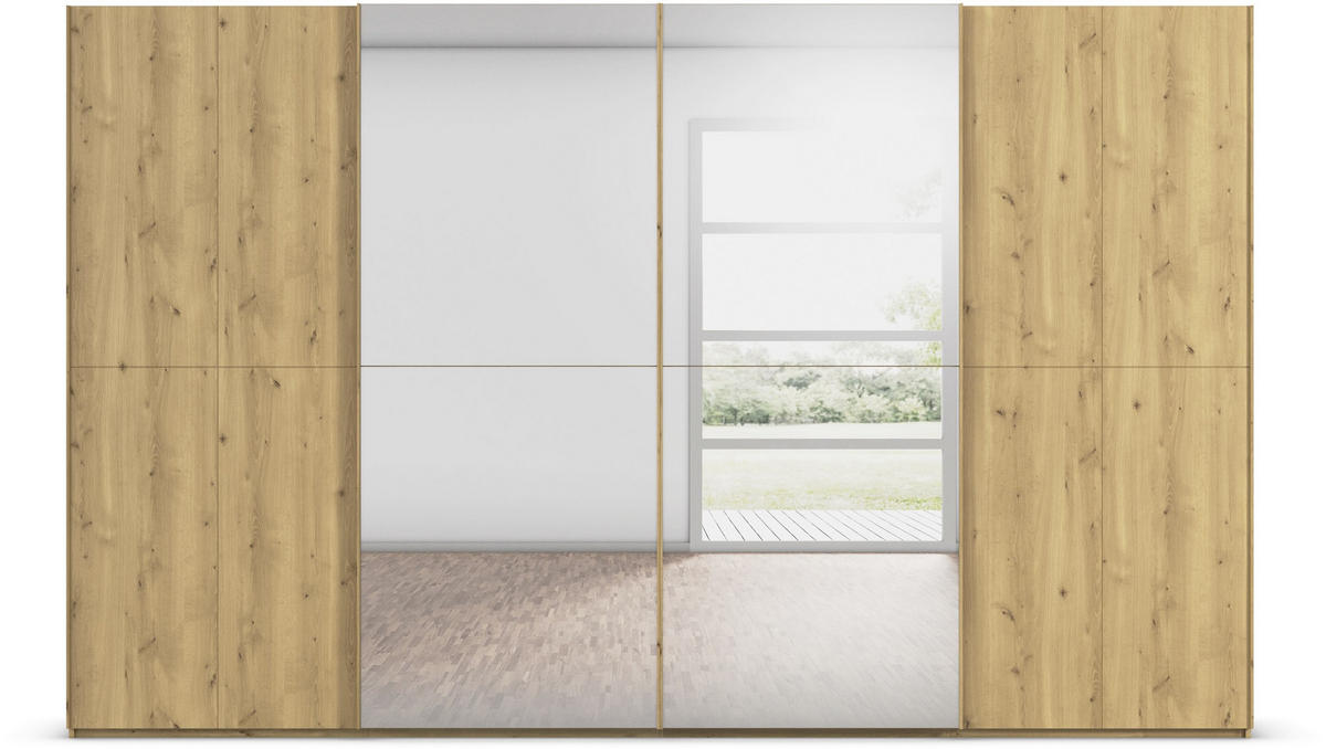 SCHWEBETÜRENSCHRANK 360/223/68 cm 4-türig Eichefarben  - Eichefarben, Design, Holz/Holzwerkstoff (360/223/68cm) - Novel