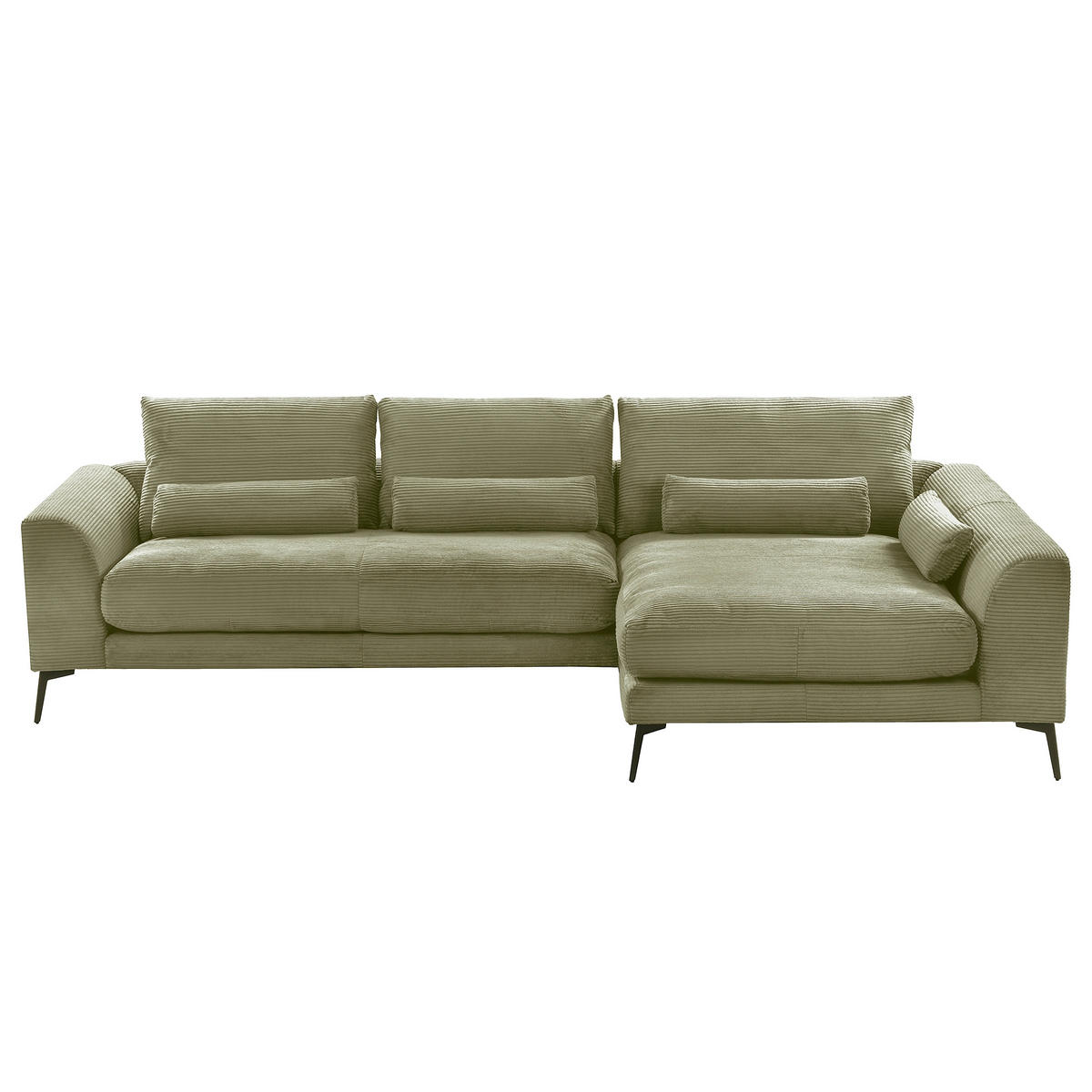 ECKSOFA Olivgrün Cord Nierenkissen, Rückenkissen  - Schwarz/Olivgrün, Design, Textil/Metall (313/172cm) - P & B