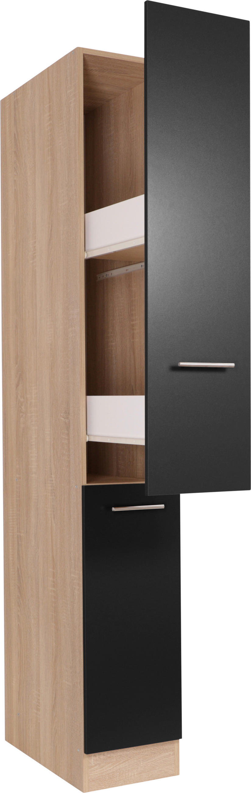 APOTHEKERSCHRANK 30/200/60 cm  in Schwarz, Eichefarben  - Eichefarben/Silberfarben, Basics, Holzwerkstoff/Metall (30/200/60cm) - Respekta