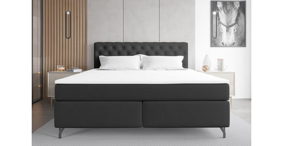 BOXSPRINGBETT 180/200 cm  in Anthrazit  - Anthrazit/Schwarz, KONVENTIONELL, Textil/Metall (180/200cm) - Carryhome