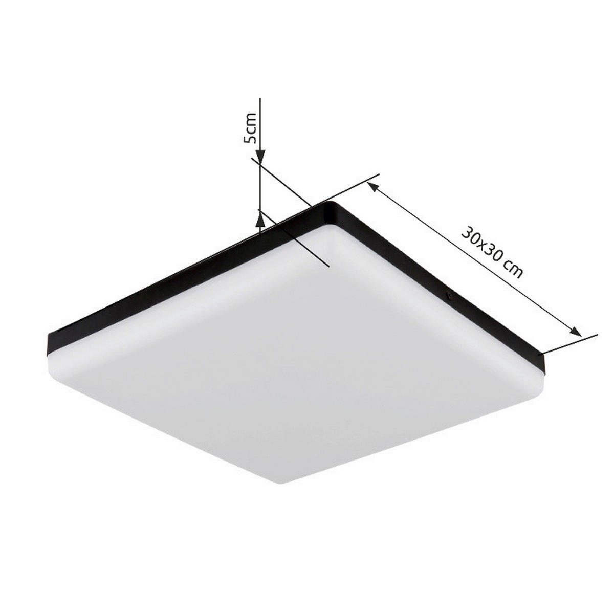 LED-DECKENLEUCHTE MATTHEW 30/30/5 cm   - Schwarz/Weiß, KONVENTIONELL, Kunststoff (30/30/5cm) - Globo