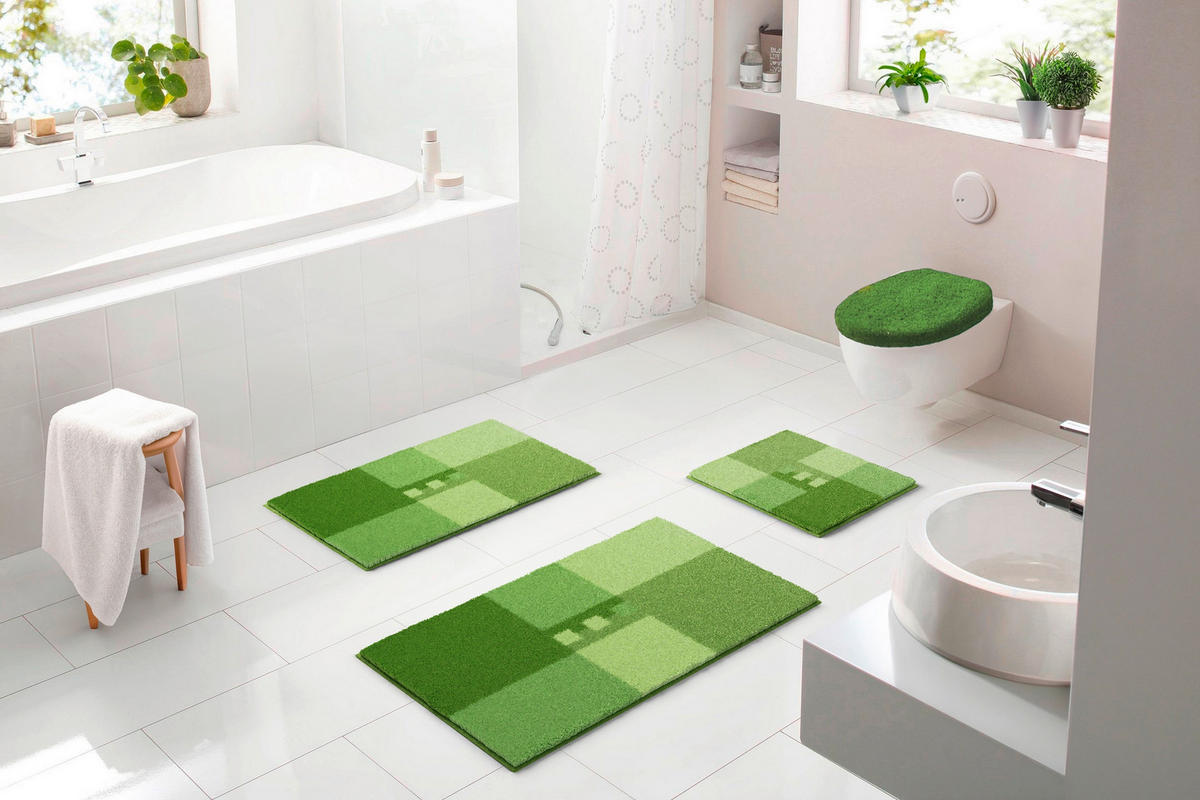BADEMATTE Grün 60/90 cm  - Grün, Basics, Kunststoff/Textil (60/90cm) - Grund